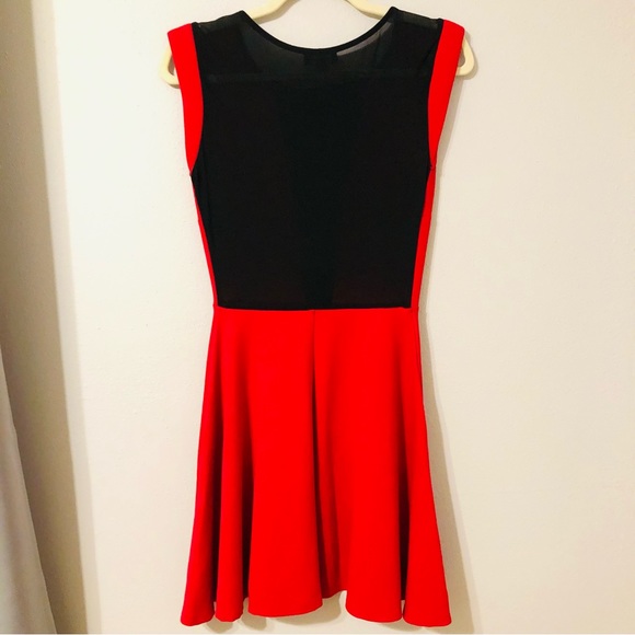 BEBE | Red and Black Sleeveless Fit & Flare Cocktail Dress | Size XS - Picture 2 of 6